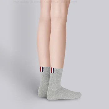Çorap erkek TB THOM Lüks Marka Saf Renk Çorap kadın Pamuklu Rahat Çorap Sokak Moda Toptan Çorap Ins 3 çift