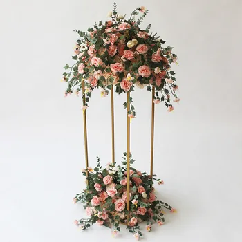 Özel 38cm ipek gül yapay çiçekler topu centerpieces düzenleme dekor yol kurşun düğün zemin masa çiçek topu