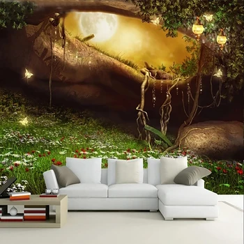 Özel 3D Duvar Resimleri Avrupa Peri Masalı Orman Fairyland Fotoğraf Duvar Kağıtları 3D duvar bezi Oturma Odası Yatak Odası TV Ev Dekor Fresk