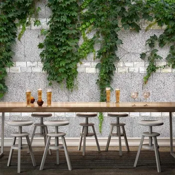 Özel Boyut Çimento Duvar Sarmaşıklar Yeşil Bitkiler 3D Fotoğraf duvar kağıdı Ev Dekor Duvar Cafe Endüstriyel Dekor Kendinden yapışkanlı Duvar Kağıdı