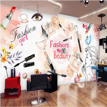 Özel Moda Tırnak Dükkanı Kozmetik Duvar Kağıdı 3D Makyaj Dükkanı Güzellik Salonu Endüstriyel Dekor Duvar Kağıdı Papel De Parede 3D