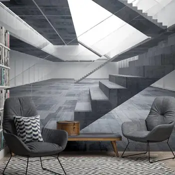 Özel boyut basit gri endüstriyel tarzı kişilik uzay uzatma duvar kağıdı 3D duvar oturma odası yatak odası yemek odası kroki