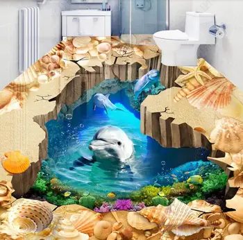 Özelleştirmek 3D Döşeme Kendinden yapışkanlı Mutfak Yunus dünya PVC Vinil döşeme su geçirmez duvar kağıdı Ev Dekor Modern