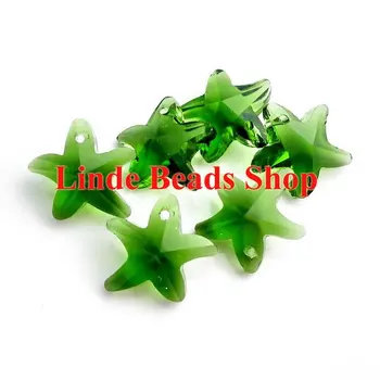 Ücretsiz Kargo! Toptan AAA En Kaliteli 14mm Kristal yıldız balık kolye Yeşil renk 60 adet/grup SF009