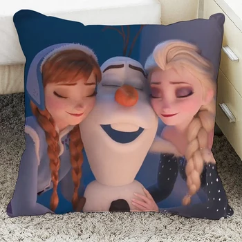 İndirimler Dondurulmuş Elsa Anna Prenses Kız Dekoratif / şekerleme yastığı Kılıfları minder örtüsü Yatak Kanepe Çocuk doğum günü hediyesi 40x40 cm
