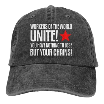 İşçiler Dünya Birleştirmek Sloganı beyzbol şapkası Doruğa kaptan Spor Unisex Açık Komünizm Marksizm CCCP Sovyetler Birliği Şapka