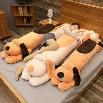 Şerit Köpek Bebek Uzun peluş yastık Karikatür Doldurulmuş Hayvanlar Dikiş Yumuşak Yastık Kedi Yastık Uyku doğum günü hediyesi Kız peluş oyuncaklar